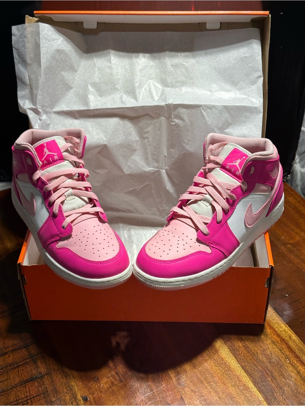 Nike Women's High-Top Sneakers in Hot Pink and Light Pink - Picture 5 of 8